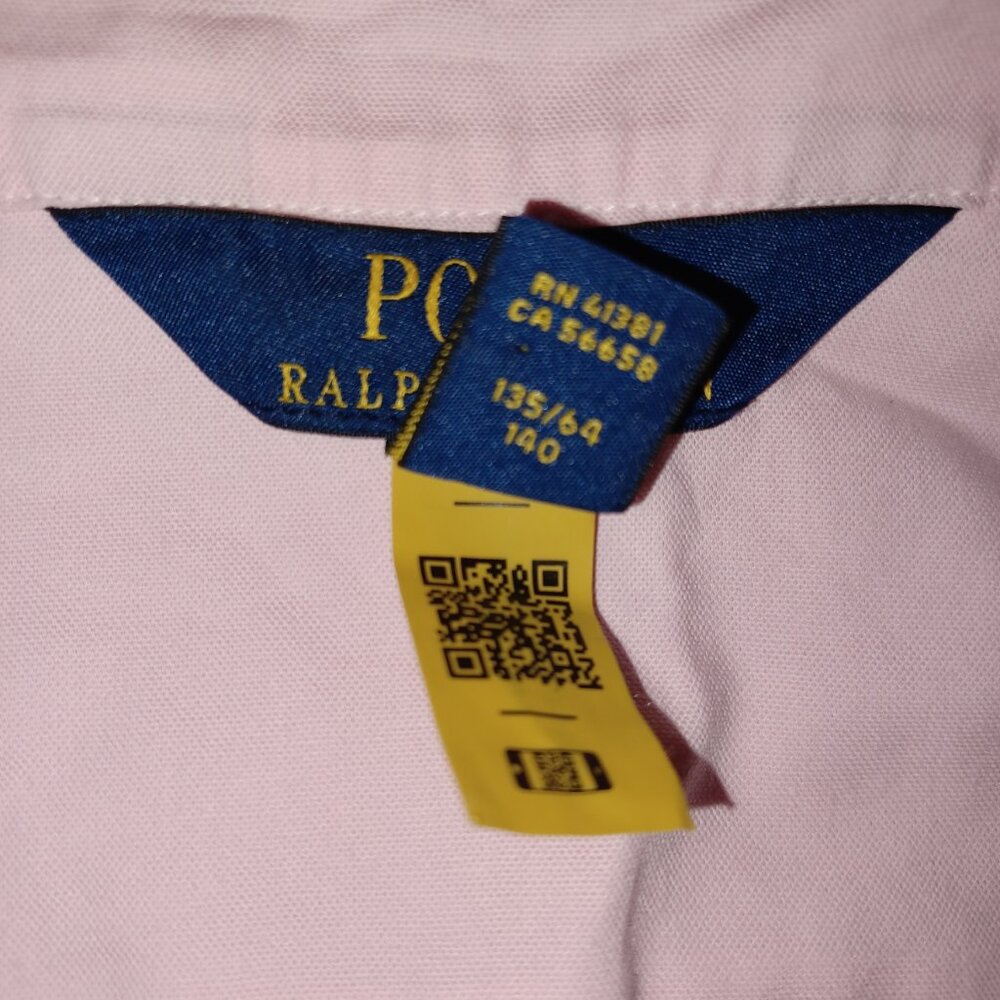 POLO RALPH LAUREN GIRLS SHORT SLEEVE OXFORD BUTTON DOWN SHIRT PINK SIZE 8 - Picture 5 of 13